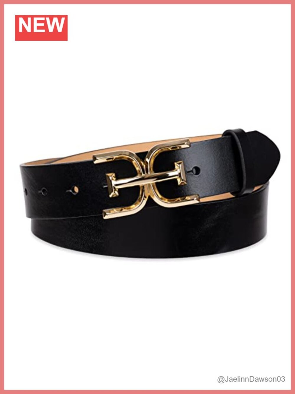 Sam Edelman Double E Logo Plaque Buckle Leather Belt for Jeans and Trousers